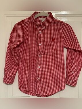 The Beaufort Bonnet Company Boys Red & White Checked Button Down Shirt Size 8